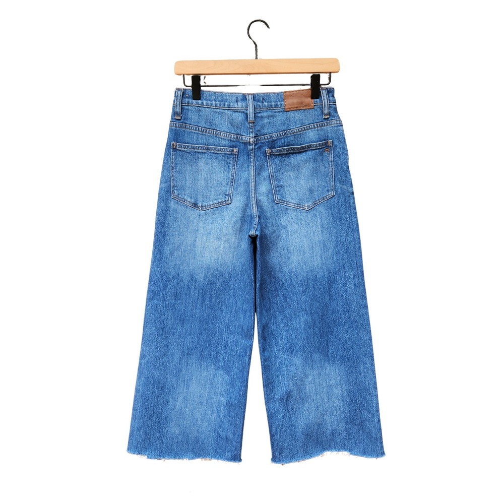 Madewell Jeans Women's 27 Fits 28x22 Blue Wide Leg Crop Raw Hem Faded Summer - Picture 2 of 14